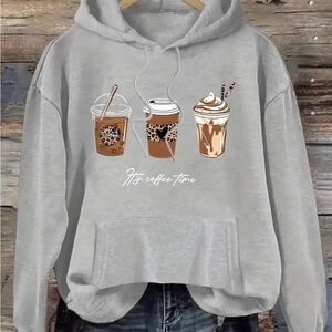 Gray Coffee Graphic Hoodie